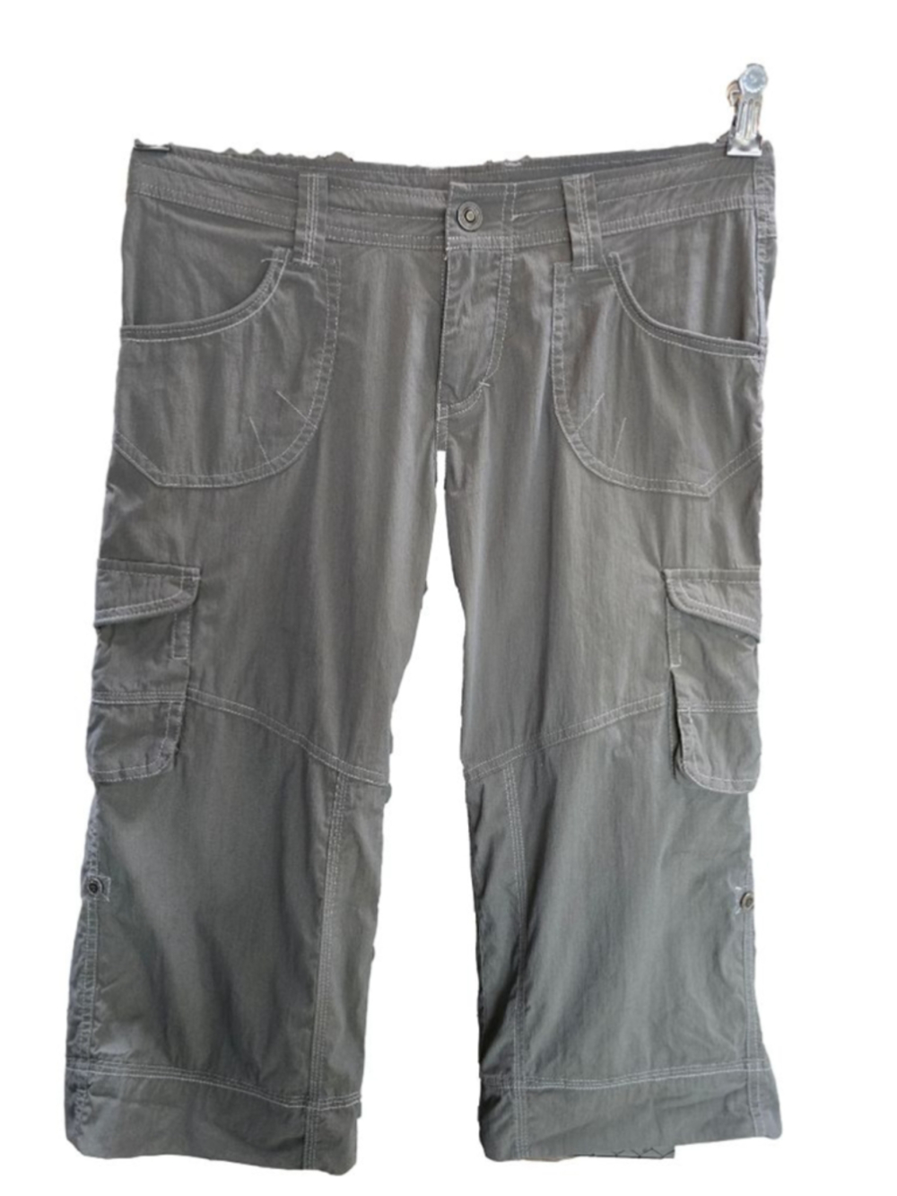 KÜHL Kontra Women's Size 10 Convertible Cargo Capris Roll-Tab Hiking Shorts Gray